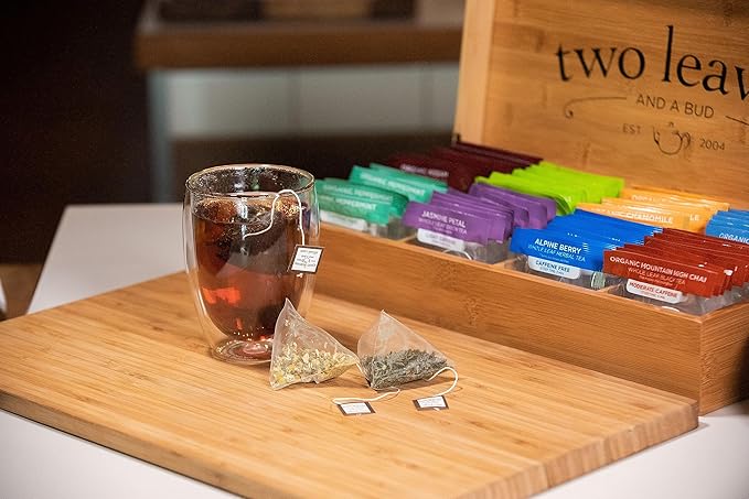 Two Leaves and a Bud Alpine Berry Herbal Tea Bags, Naturally Caffeine Free, Whole Leaf Herbal Tea in with Hibiscus in Sachets, 100 Count