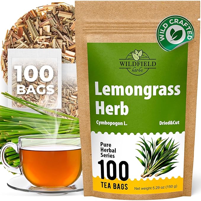 100 Bags Dried Lemongrass Tea Lemon Grass Leaf Herbal Tea Zacate De Limon (Cymbopogon)