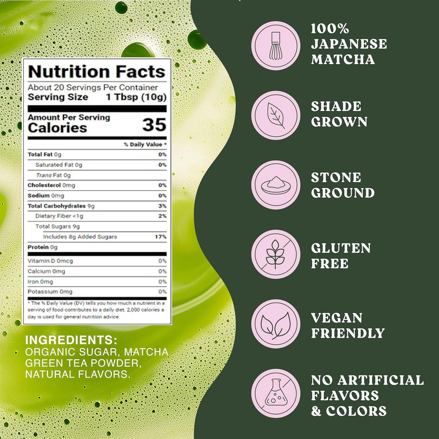 The Harmony Matcha Lavender (7.05oz Bag - 20 Servings) Premium Japanese Matcha Powder, Rich in Antioxidants & L-Theanine, Sweetened with Organic Sugar, No Preservatives