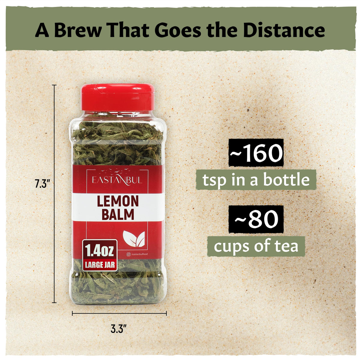 Eastanbul Lemon Balm Leaf, Melissa Tea, Natural, No Caffeine,1.4oz