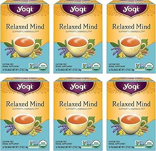 Yogi Tea - Relaxed Mind (6 Pack) - Supports Tranquility - Calming Tea with Gotu Kola and Lavender - Caffeine Free - 96 Organic Herbal Tea Bags