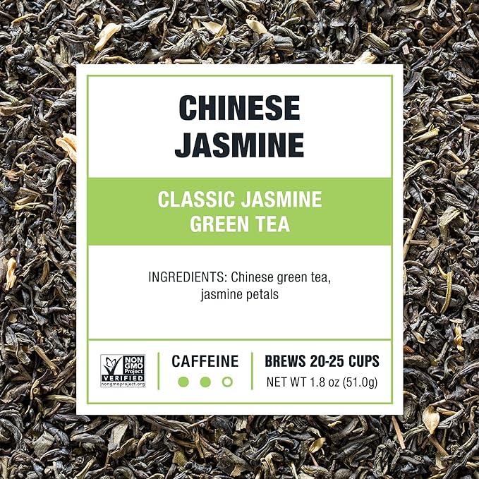 Tiesta Tea - Chinese Jasmine, Loose Leaf, Classic Jasmine Green Tea, Premium Blend, Medium Caffeinated Green Blend, Make Hot or Iced & Brews Up to 25 Cups, 1.8 Ounce Resealable Pouch