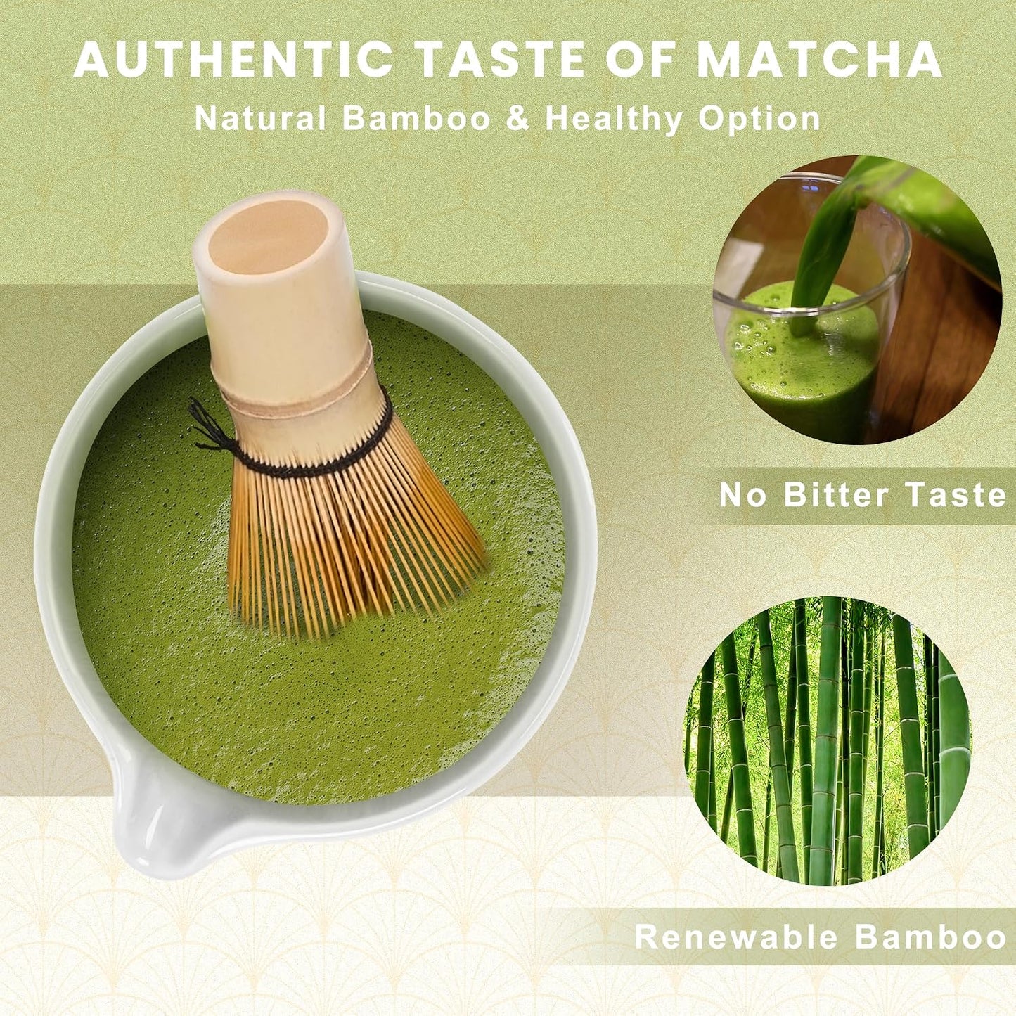 Matcha Whisk Set Matcha Bowl with Spout,Matcha Whisk with Matcha Whisk Holder,Matcha Sifter,Matcha Spoon and Scoop for Matcha Maker White, Normal, ZYMC-6Pcs01-White