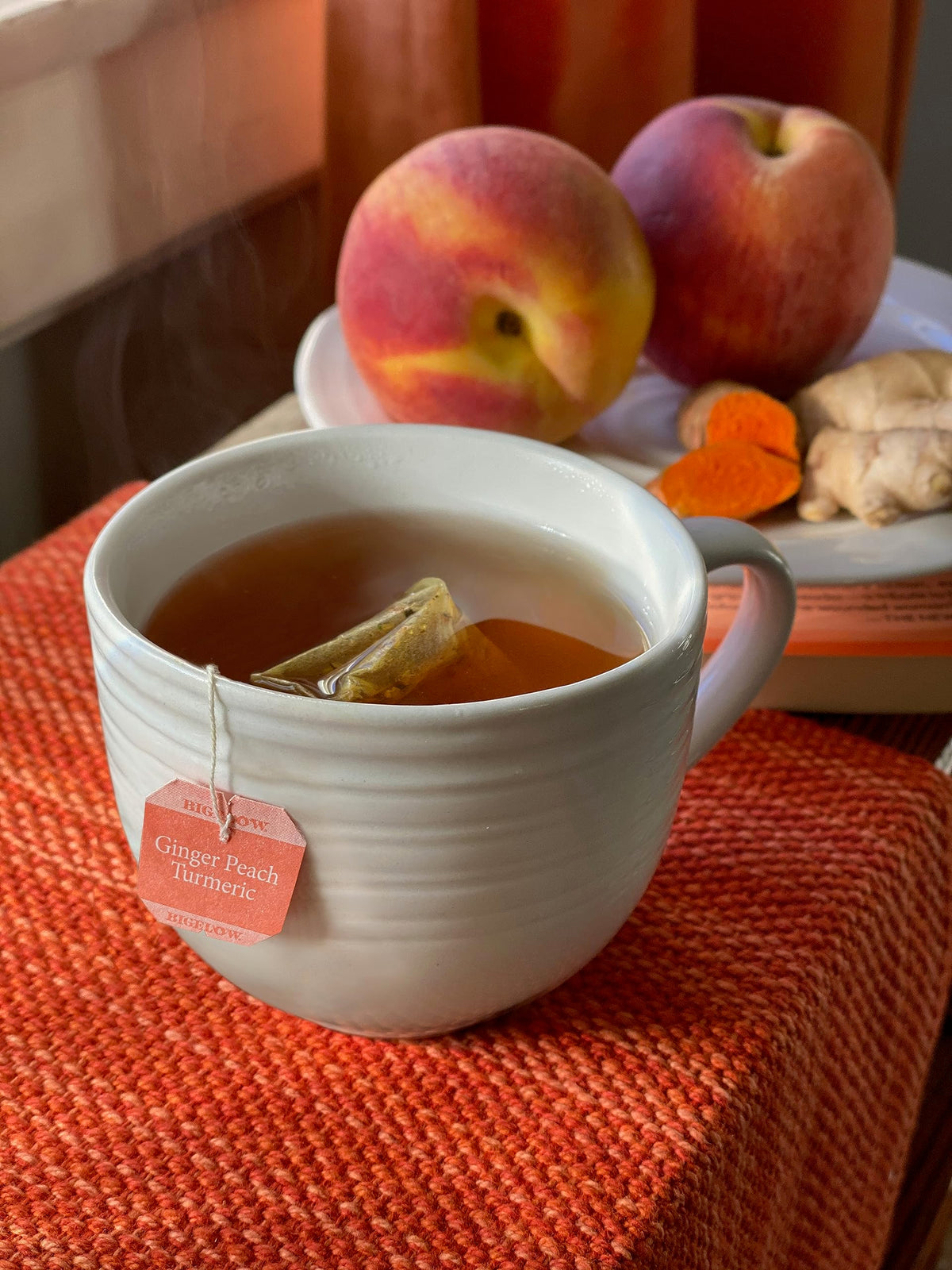 Bigelow Tea Ginger Peach Turmeric Herbal Tea, 18 Count (Pack of 6)
