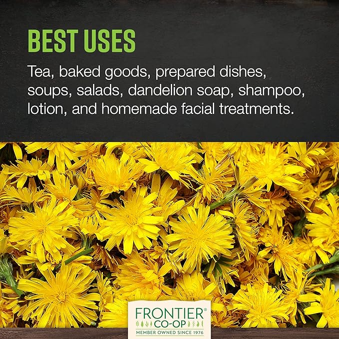 Frontier Co-op Organic Dandelion Leaf, Cut and Sifted - Dried for Loose Tea, Caffeine-Free Coffee Alternative, or Powder Supplement Capsules - Kosher | 16 Ounce (Pack of 1)