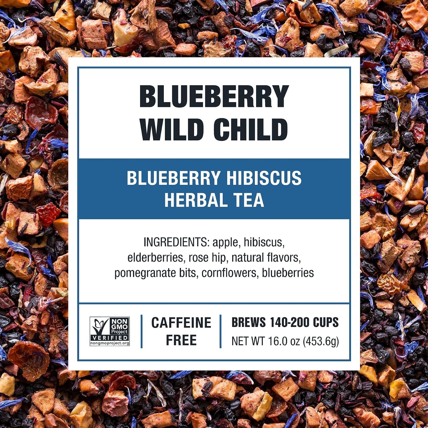 Tiesta Tea Blueberry Wild Child, Loose Leaf, Blueberry Hibiscus Herbal Tea, Premium Non-Caffeinated Blend, Make Hot or Iced, Brews Up to 200 Cups, 16 Ounce Resealable Bulk Pouch | Premium Non-Caffeinated Blend, Make Hot or Iced, Brews Up to 200 Cups, 16 O
