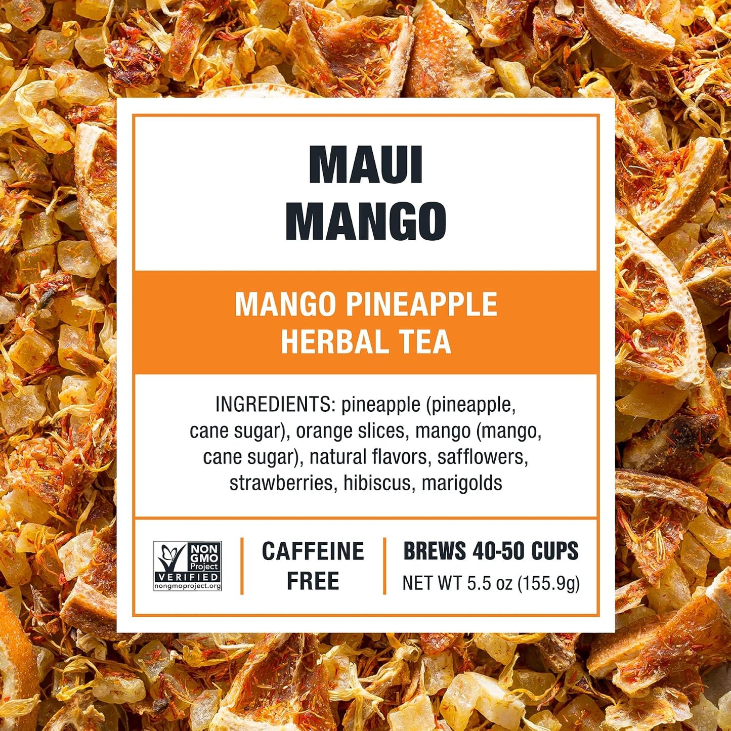 Tiesta Tea Maui Mango, Loose Leaf, Mango Pineapple Herbal Tea | Premium Non-Caffeinated Fruit Blend, Makes Hot or Iced &amp; Brews Up to 50 Cups, 5.5 Ounce Refillable Tin