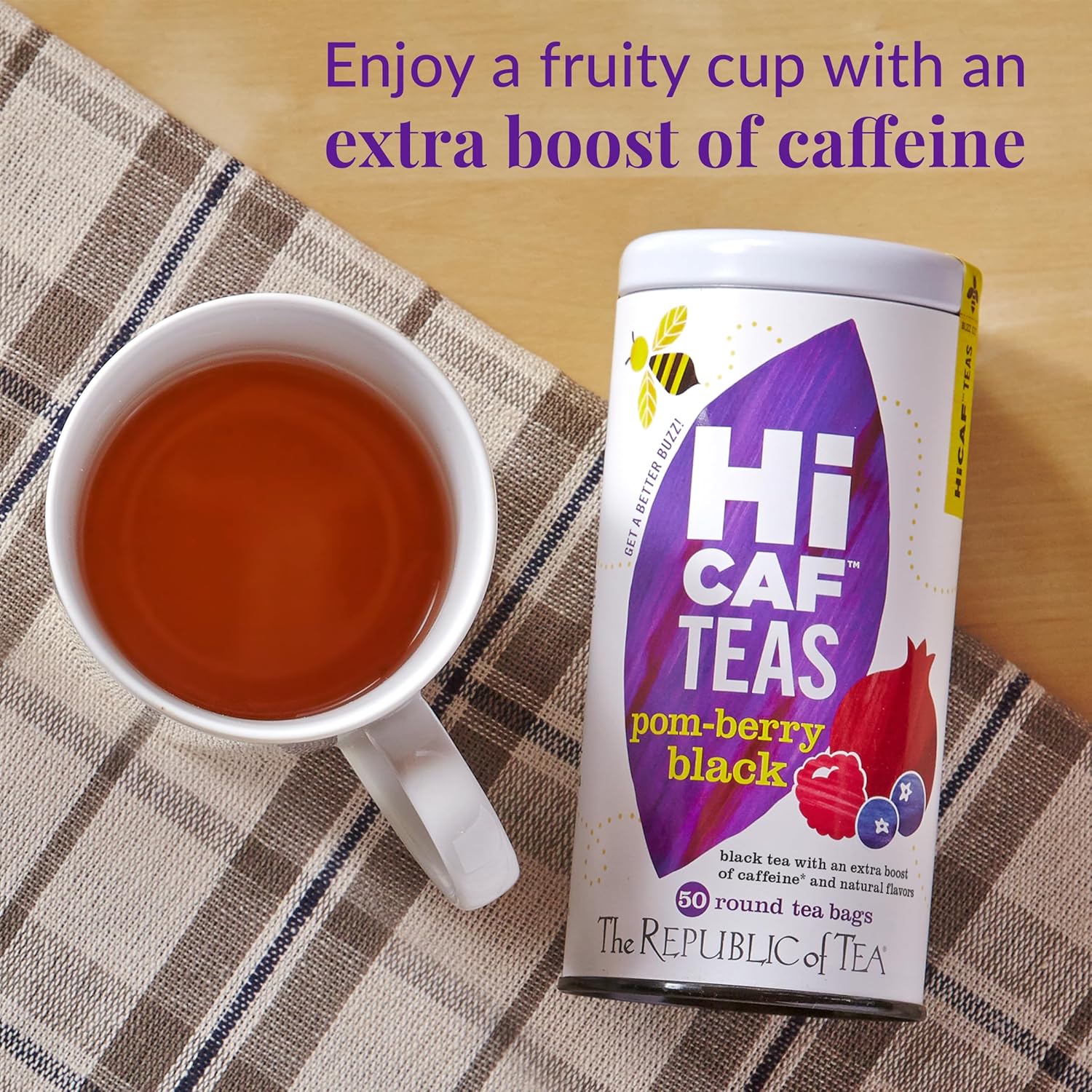 The Republic of Tea — HiCAF Pom-Berry Black Tea, 50 Tea Bags, High in Caffeine