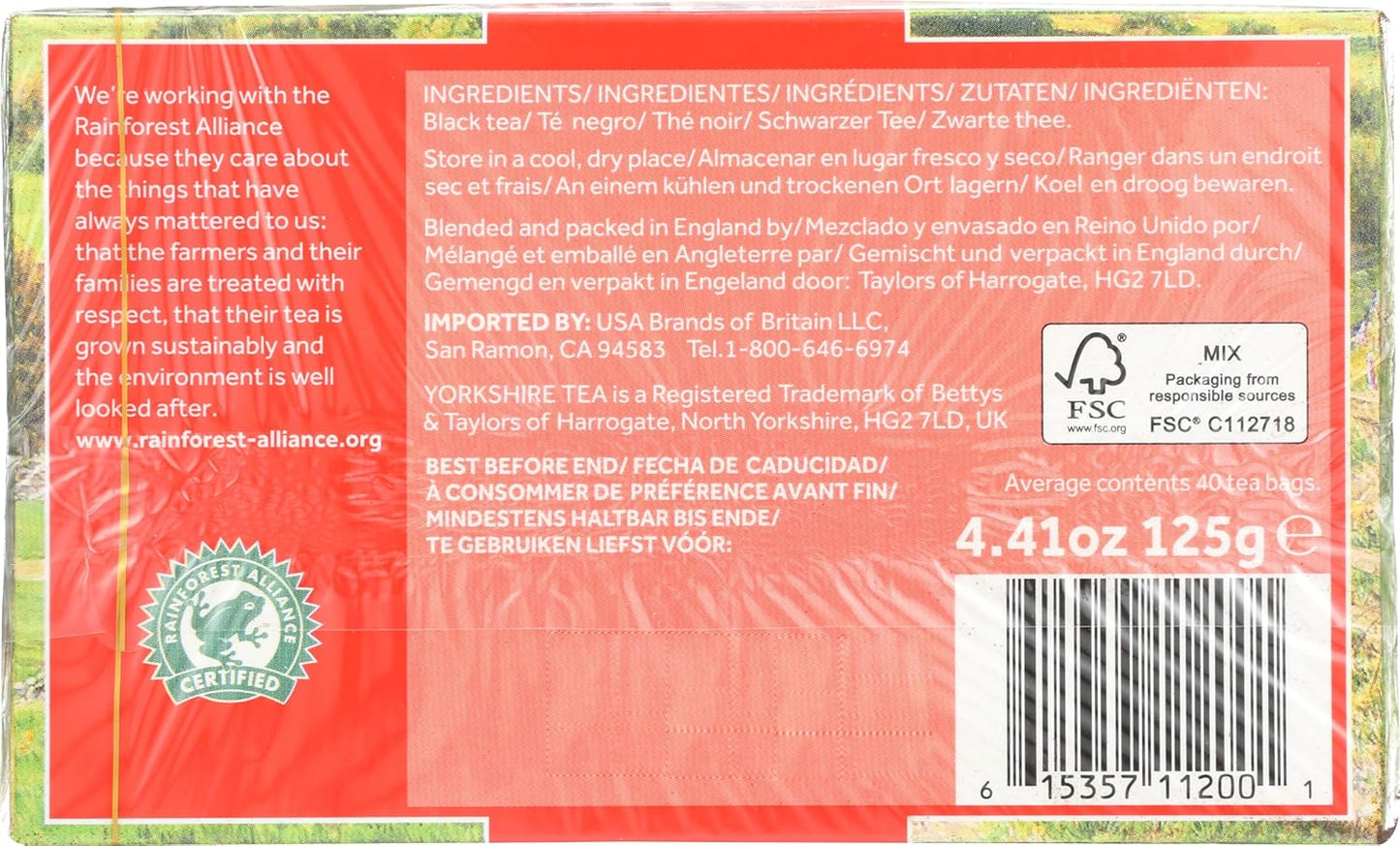 Taylors Of Harrogate, Tea Yorkshire, 40 Count