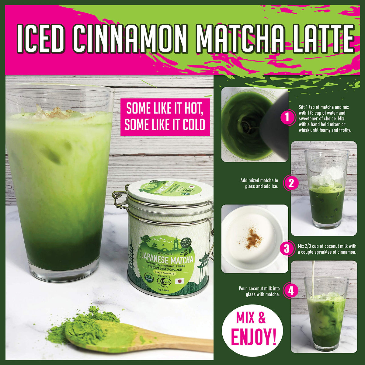 Matcha Organics - Premium Ceremonial Grade Matcha Green Tea Powder - Authentic 1st Harvest Japanese Green Tea - USDA & JAS