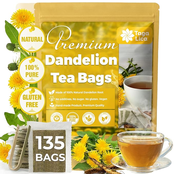 Tagalica, Premium 135 Dandelion Root Tea Bags, 100% Natural & Pure from Dandelion Root, Eco-Conscious Tea Bags, Herbal Tea. No Sugar, No Caffeine