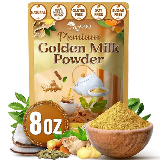 TOG999, Premium 8oz Golden Milk Powder - Turmeric, Cinnamon, Ginger & Black Pepper – Natural Spice Blend for Lattes, Smoothies & Baking – Non-GMO, No Additives