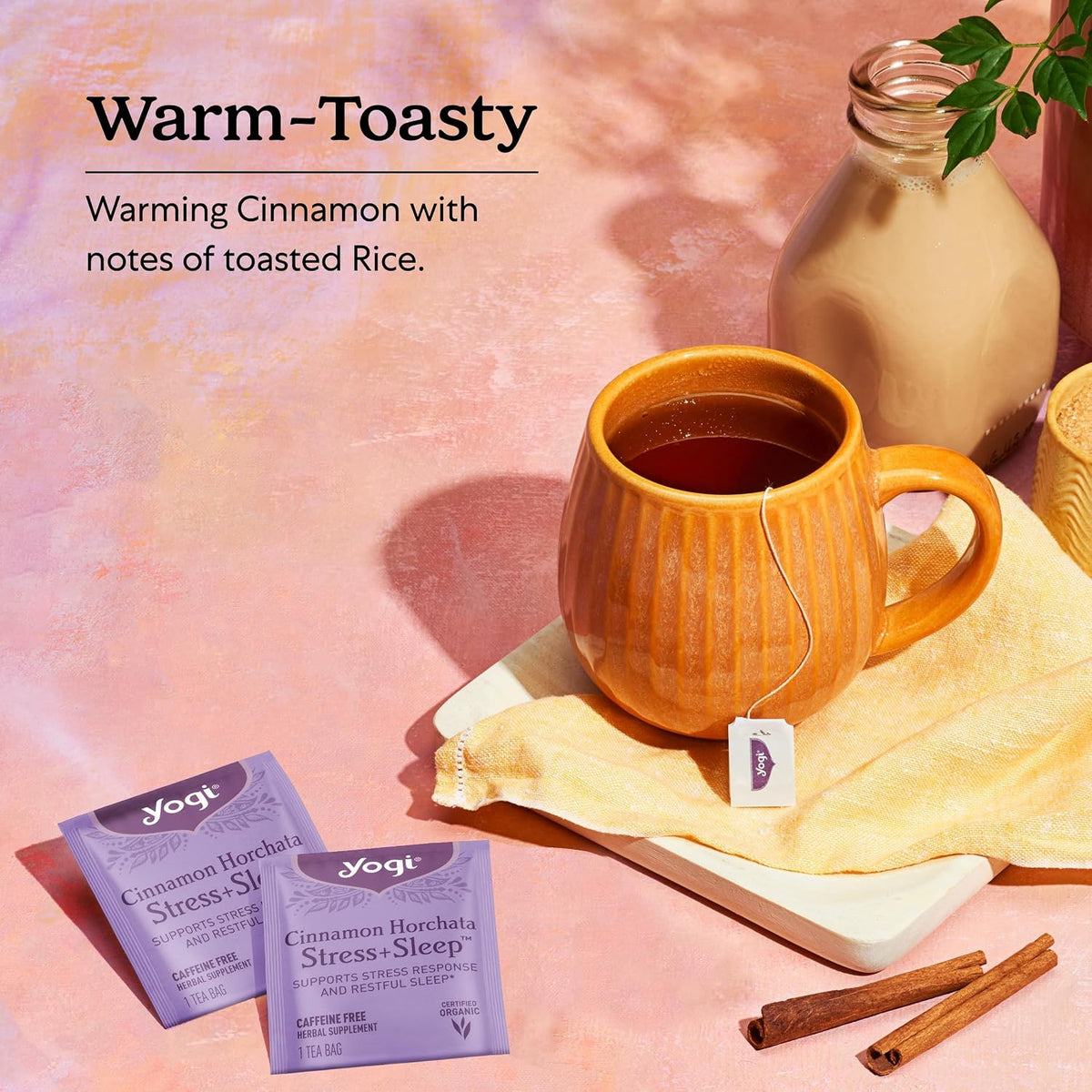 Yogi Cinnamon Horchata Stress &amp; Sleep Tea, 16 Tea Bags (4 Pack)