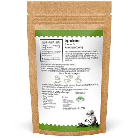 100 Bags Rosemary Tea Herbal Tea (Salvia Rosmarinus) - 100 Count 1.5g Bags Rosemary Herb Te De Romero