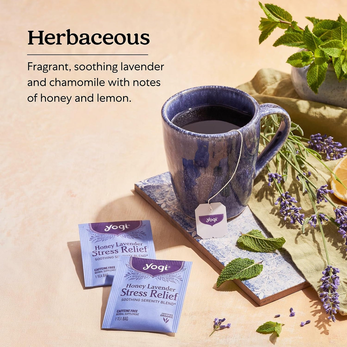 Yogi Honey Lavender Stress Relief Tea, 16 Tea Bags (6 Pack)