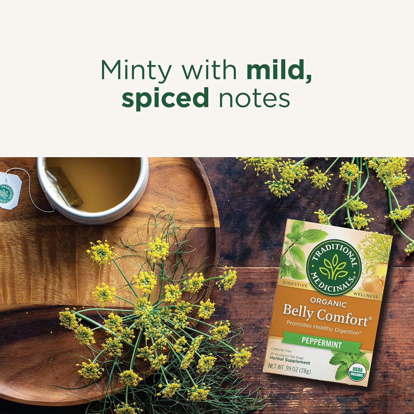 Traditional Medicinals Tea, Organic Belly Comfort Peppermint, Promotes Healthy Digestion, 16 Tea Bags