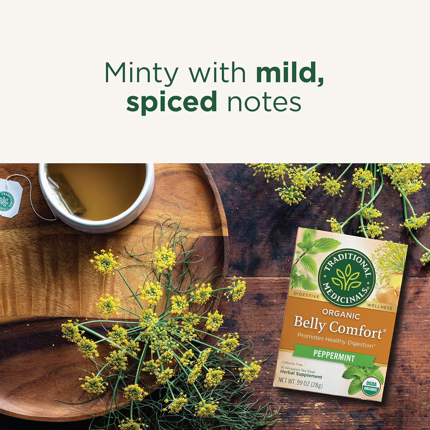 Traditional Medicinals Tea, Organic Belly Comfort Peppermint, Promotes Healthy Digestion, 16 Tea Bags