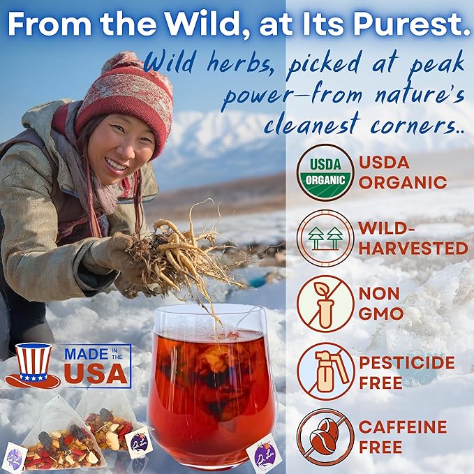 2 Pack of Dr. Lu’s Organic Ginseng Five Treasures Tea Kidney Tea, Ginseng Six Treasures tea for Kidney Cleanse Detox & Repair with Maca Root in Corn