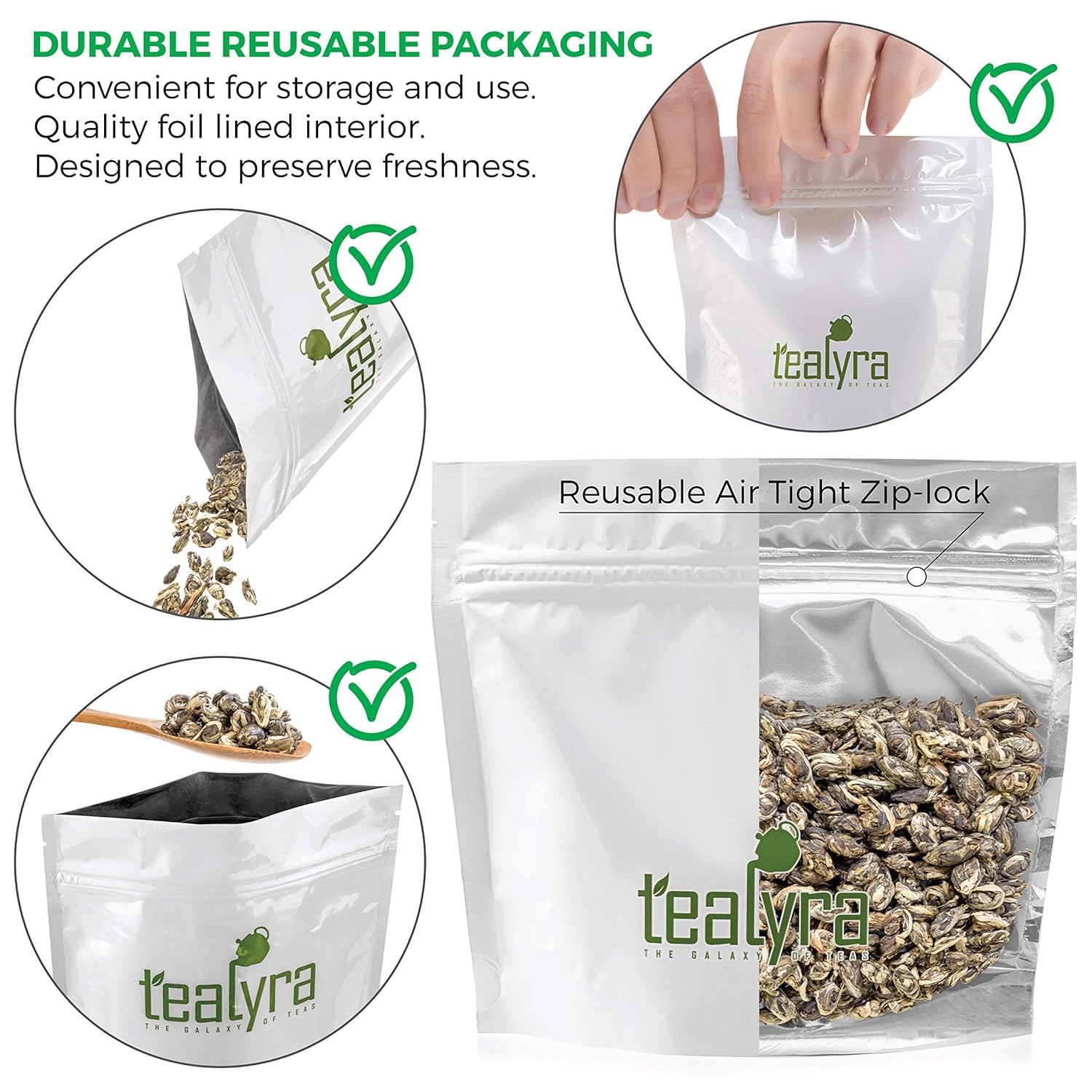Tealyra - Jasmine Phoenix Pearls - Best Chinese Jasmine Green Tea - Loose Leaf - Naturally Scented - Great Aroma and Taste - 220g (8-ounce)