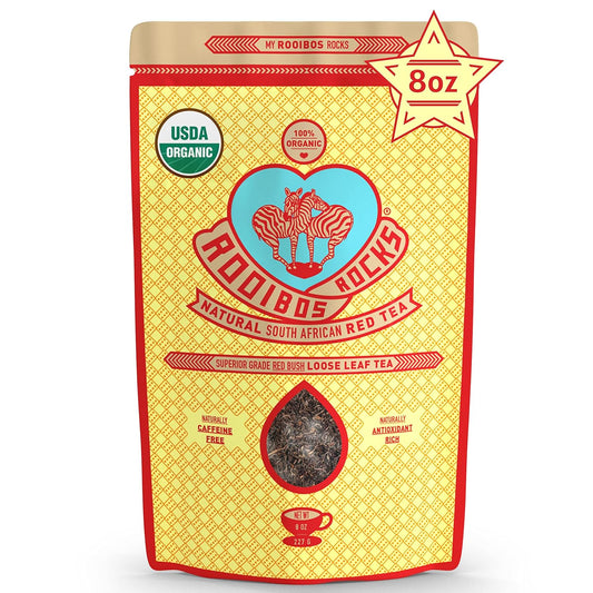 Naturally Sweet Organic Rooibos Tea - 8 oz Premium Loose Leaf Rooibos Tea – Caffeine-Free and Sugar Free Red Rooibos Tea Organic