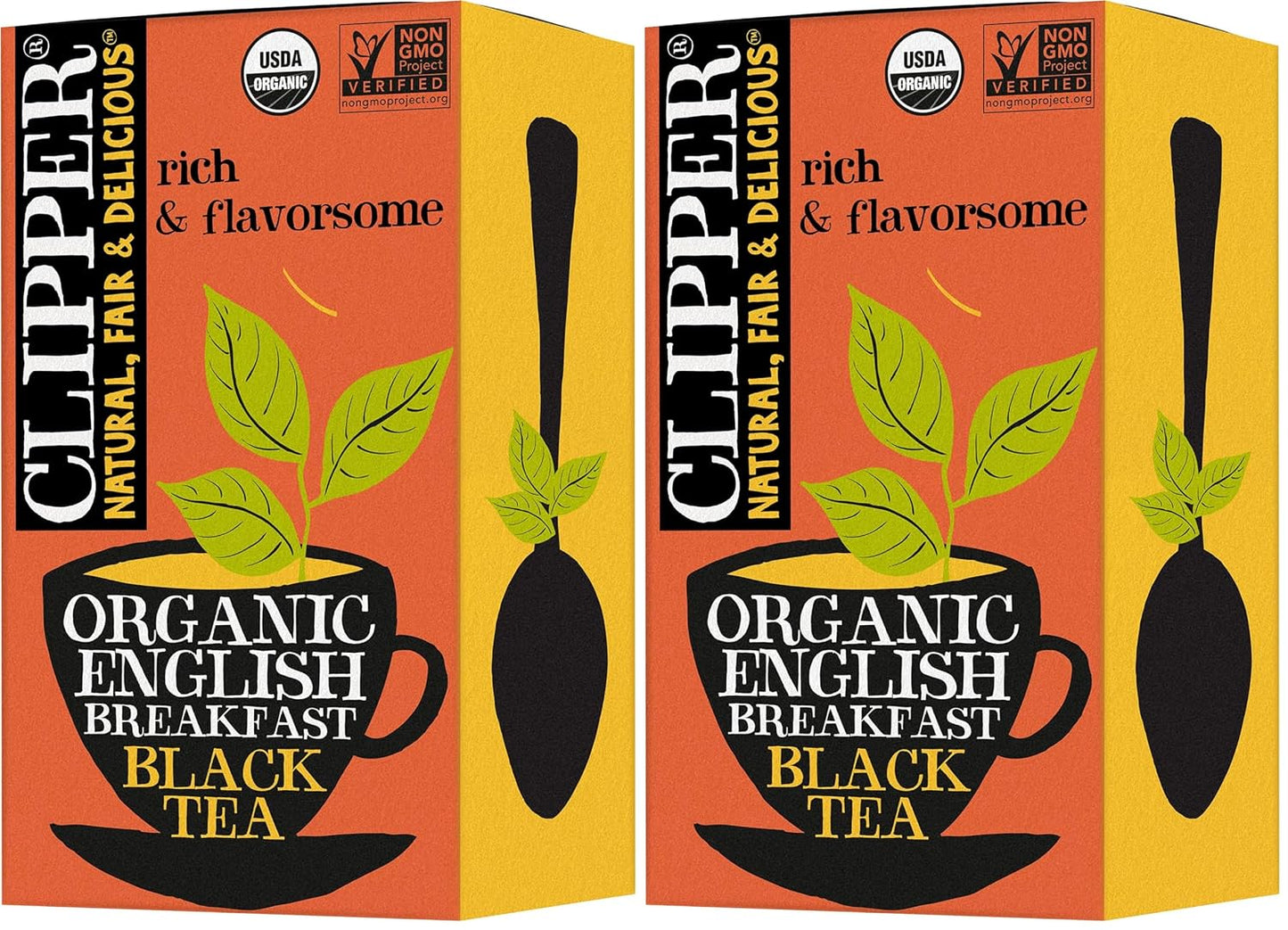 Clipper Tea Organic Fairtrade English Breakfast, Big Ben - USDA Organic, Non-GMO, Fair Trade, Sustainable Caffeinated Tea, 2 Pack