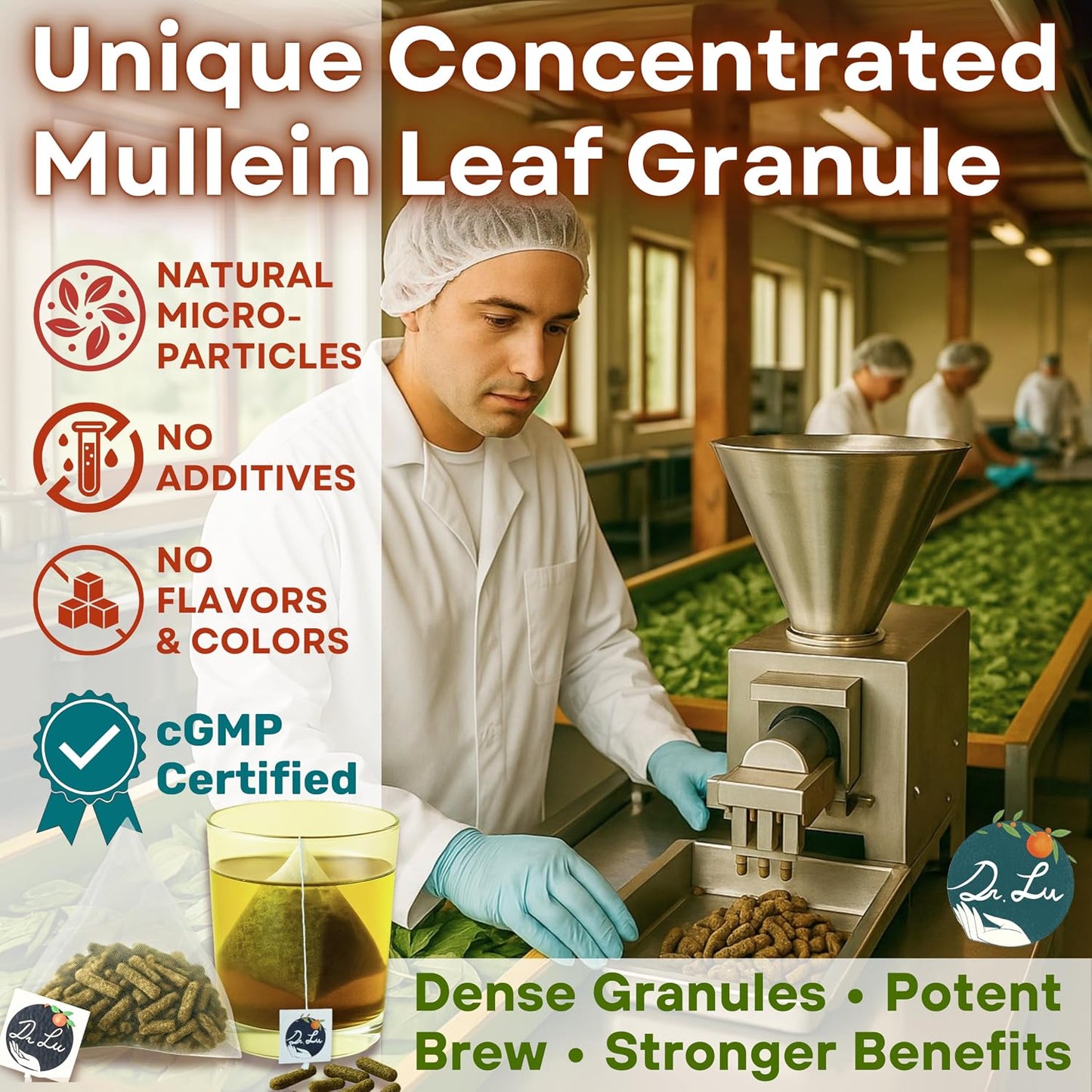 Dr. Lu’s Organic Mullein Leaf Tea | High-Altitude Grown in the Rocky Mountains | Pure Botanical Respiratory Support | 30 x 3g Premium Fill Corn Fiber Pyramid Bags (No Plastic, No Nylon)