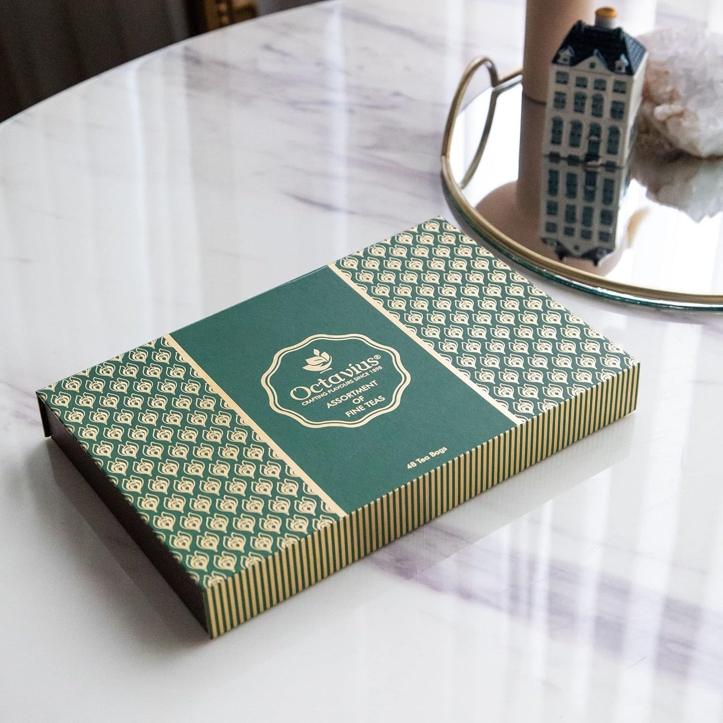 Octavius Tea Sampler Pack | 8 Assorted Black & Green Teas | 48 Teabags | Tea Sampler Variety Pack | Pack of 1