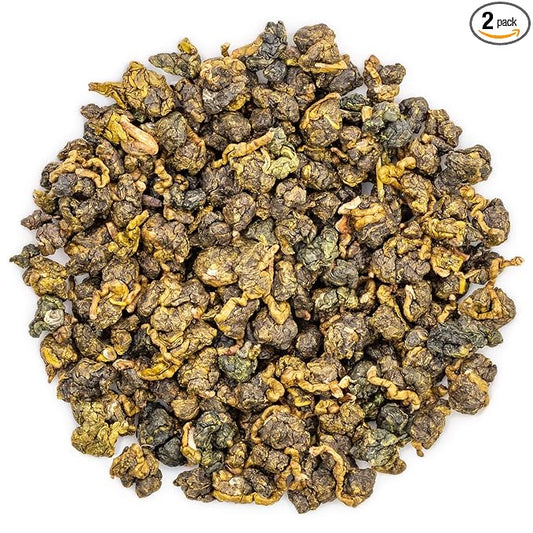 Oriarm Jasmine Oolong Tea Loose Leaf - Jasmine Flavored Taiwan Oolong Green Tea Leaves - 1000g (2×500g Zip-lock Resealable Bags)