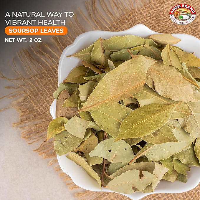 Angel Brand Dried Guanabana Leaves for Herbal Tea – Ideal for Brewing Refreshing and Beneficial Drinks – 2oz