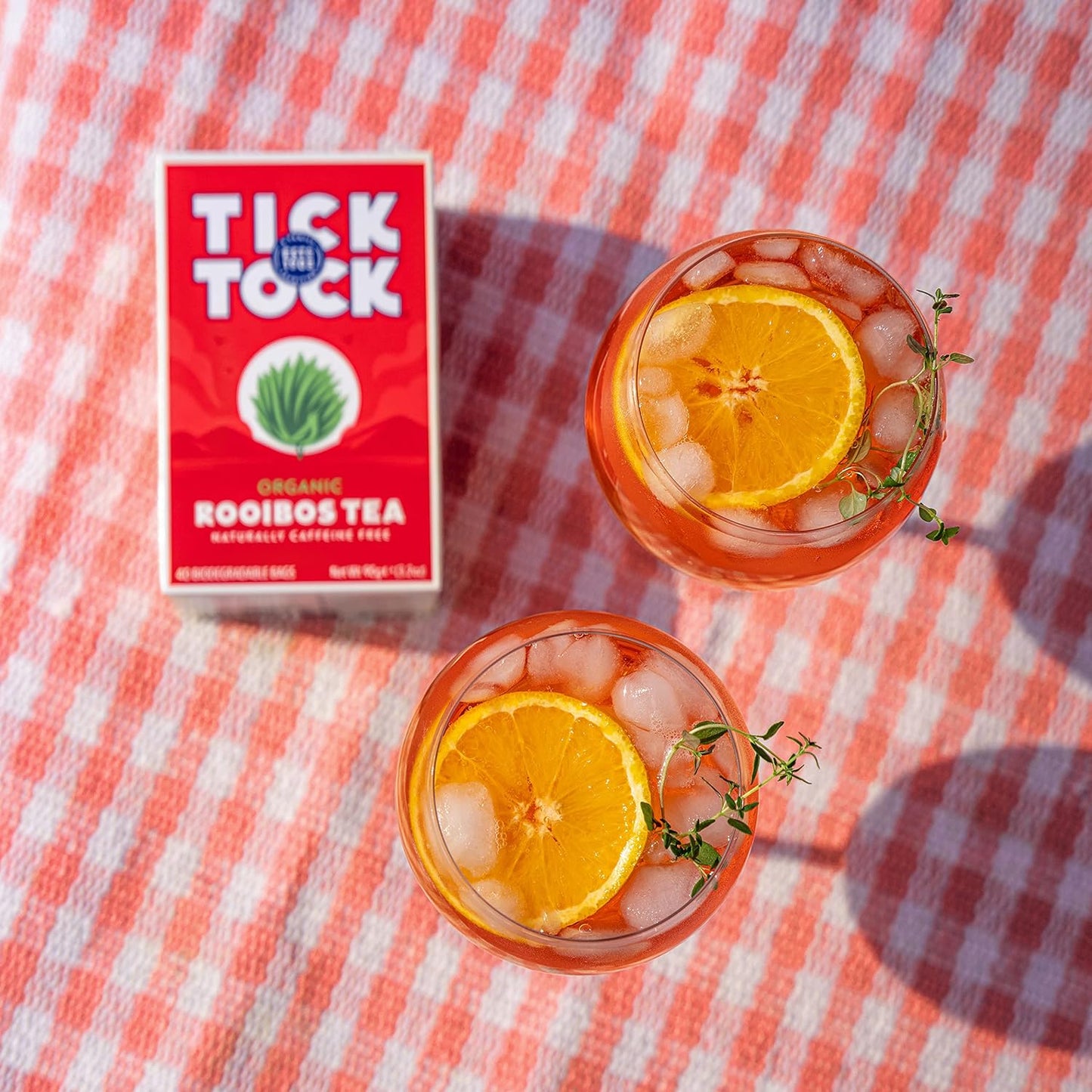TICK TOCK TEAS Organic Rooibos Tea Bags - Naturally Caffeine Free Red Bush Herbal Tea from South Africa | Smooth &amp; Rich Flavor, Low Tannin, Enjoy Hot or Iced with Milk, Lemon, or Honey - 80 Count