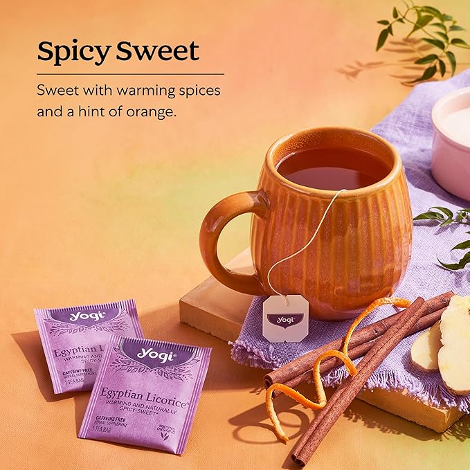 Yogi Tea Egyptian Licorice Tea - 16 Tea Bags per Pack (4 Packs) - Organic Licorice Tea Bags - Includes Licorice Root, Cinnamon Bark, Orange Peel, Ginger Root, Cardamom Pod & More