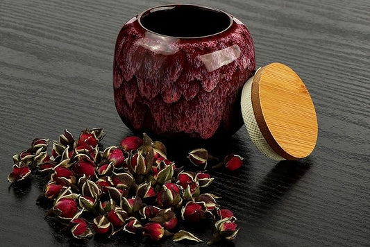 jessie Loose Tea Tin Tea Storage Tea Caddy Tea Canister Tea Storage Container Tins Jar with Airtight Lid (Rose)