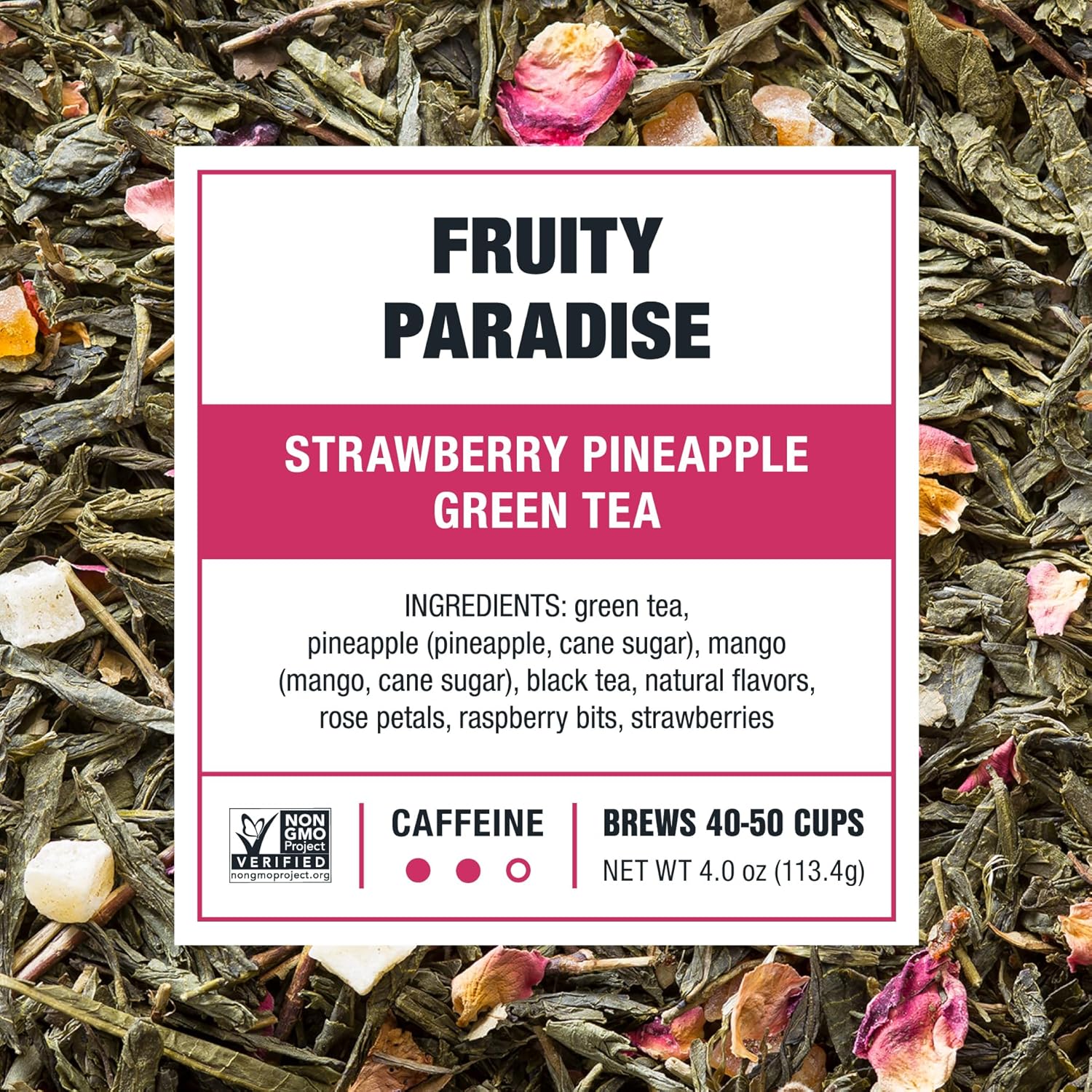 Tiesta Tea - Fruity Paradise, Loose Leaf, Strawberry Pineapple Green Tea, Premium Blend, Medium Caffeinated Green, Make Hot or Iced & Brews Up to 50 Cups, 4oz Refillable Tin