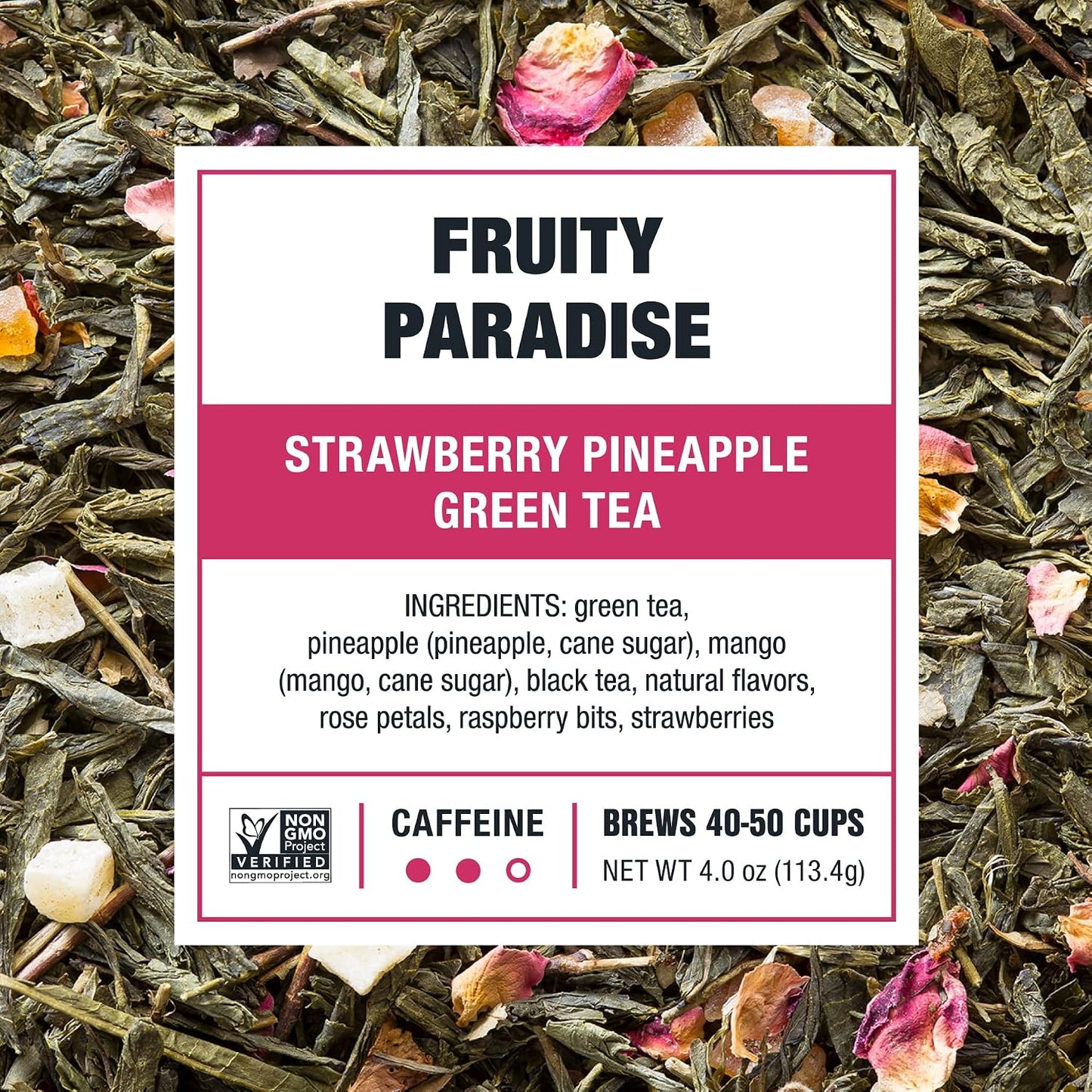 Tiesta Tea - Fruity Paradise, Loose Leaf, Strawberry Pineapple Green Tea | Premium Blend, Medium Caffeinated Green, Make Hot or Iced &amp; Brews Up to 50 Cups, 4oz Refillable Tin