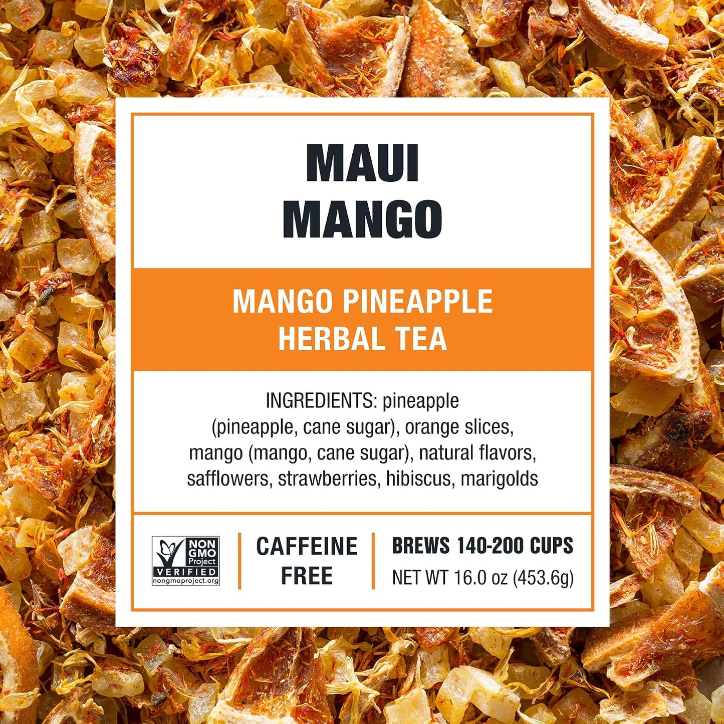 Tiesta Tea Maui Mango, Loose Leaf, Mango Pineapple Herbal Tea | Premium Non-Caffeinated Fruit Blend, Makes Hot or Iced &amp; Brews Up to 200 Cups, 16 Ounce Resealable Bulk Pouch