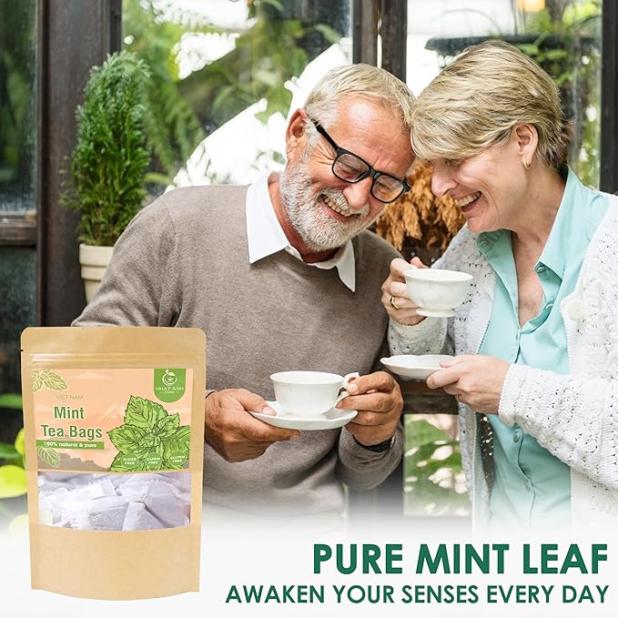 Nhat ANH Farm - Premium Peppermint Tea Bags, 40 Peppermint Tea Bags, 100% Natural Dried Mint Leaves, Naturally Sweet Herbal Tea, Sugar-Free