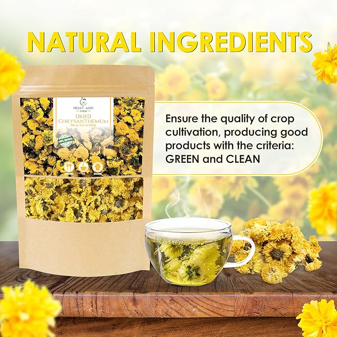 Nhat Anh Farm - Premium Dried Chrysanthemum - 3,5oz(100g) Dried Chrysanthemum Flowers - 100% Natural & Pure - Sugar/Caffeine/Gluten Free