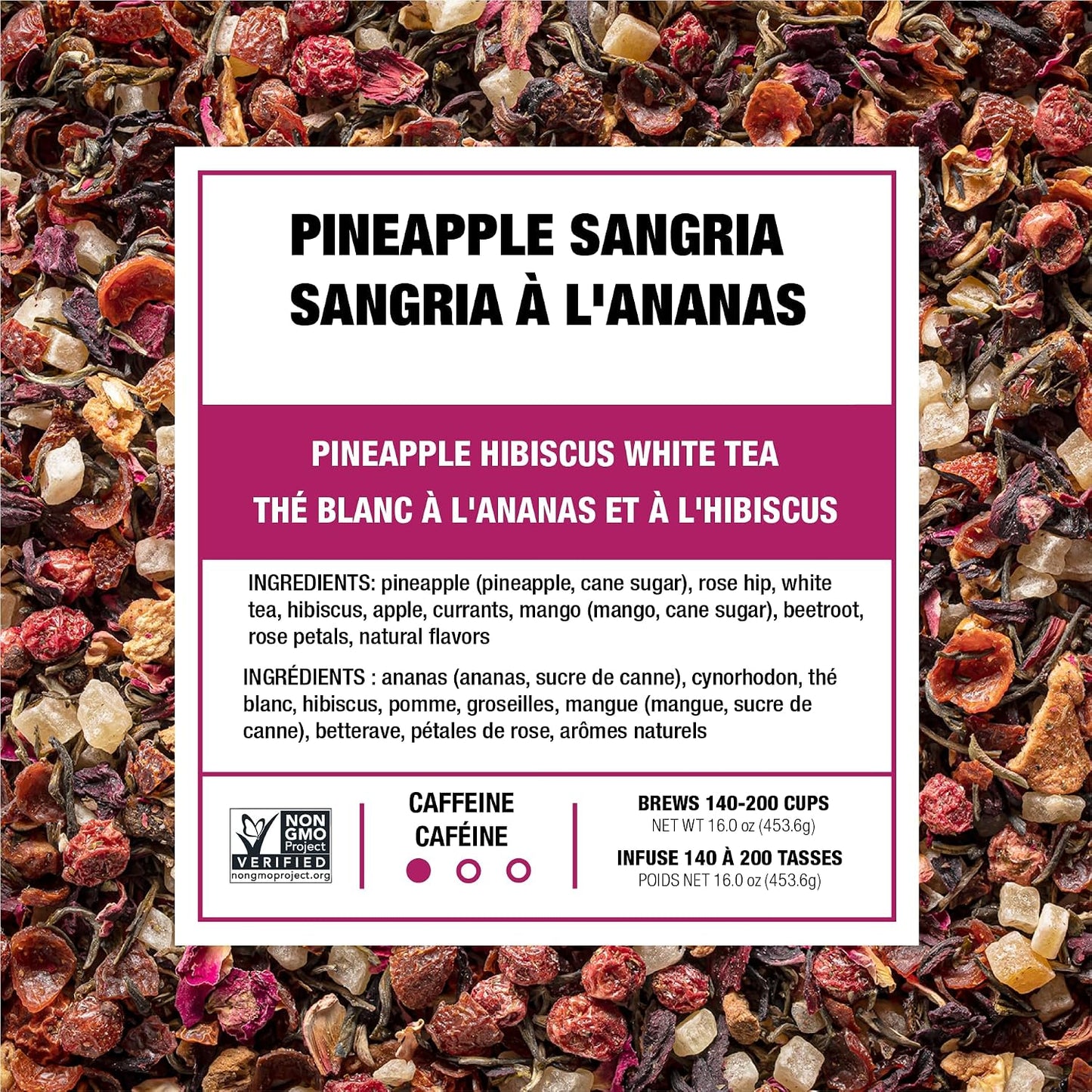 Tiesta Tea Pineapple Sangria Loose Leaf Tea – Pineapple Hibiscus White Tea | Blend, Premium Low-Caffeine Fruit Infusion, Hot or Iced, 16 oz Resealable Bulk Pouch, Makes Up to 200 Cups