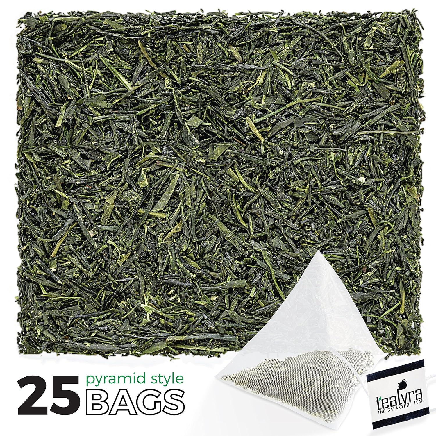 Tealyra - 25 Bags - Gyokuro Kokyu Premium - Japanese Green Loose Leaf Tea - Pyramids Style Sachets - Good Priced for High Grade Japanese Tea