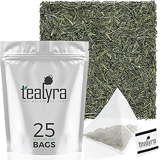 Tealyra - 25 Bags - Gyokuro Kokyu Premium - Japanese Green Loose Leaf Tea - Pyramids Style Sachets - Good Priced for High Grade Japanese Tea