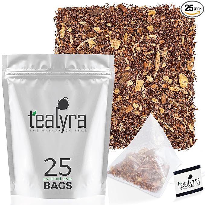 Tealyra - Rooibos Coconut Vanilla Chai - 25 Bags - Ginger Cinnamon - Red Bush Rooibos Herbal Loose Leaf Tea - Antioxidants Rich - Caffeine-Free