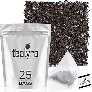 Tealyra - Cream Earl Grey Tea Pyramids Bags - Classic Black Leaf Tea - Citrusy with Vannilla Flavor - 25 Sachets (2-ounce)