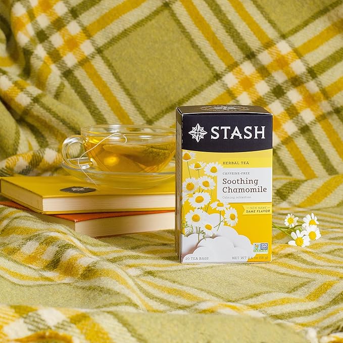 Stash Tea Chamomile Herbal Tea - Naturally Caffeine Free, Non-GMO Project Verified Premium Tea with No Artificial Ingredients, 20 Count (Pack of 6) - 120 Bags Total