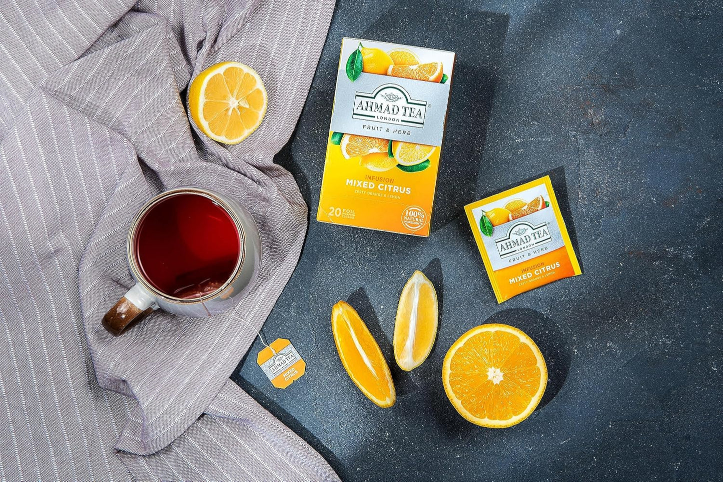 Ahmad Tea Herbal Tea, Mixed Citrus Teabags, 20 ct (Pack of 1) - Decaffeinated & Sugar-Free