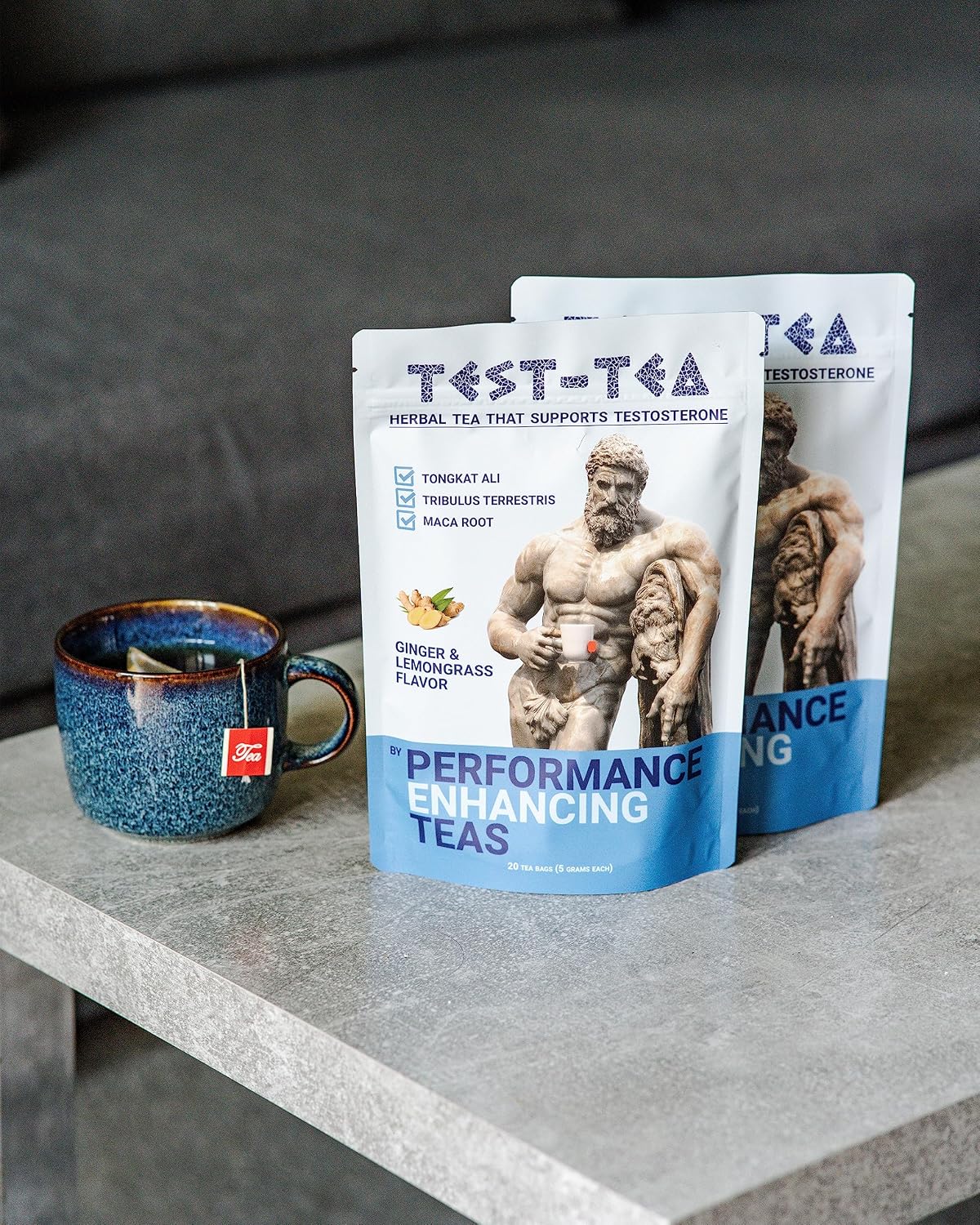 Test-Tea | Testosterone Boosting Herbal Tea for Men | Ginger and Lemongrass Flavor | 20 Pack Bag | with Tongkat Ali, Tribulus Terrestris and Maca Root by Performance Enhancing Teas
