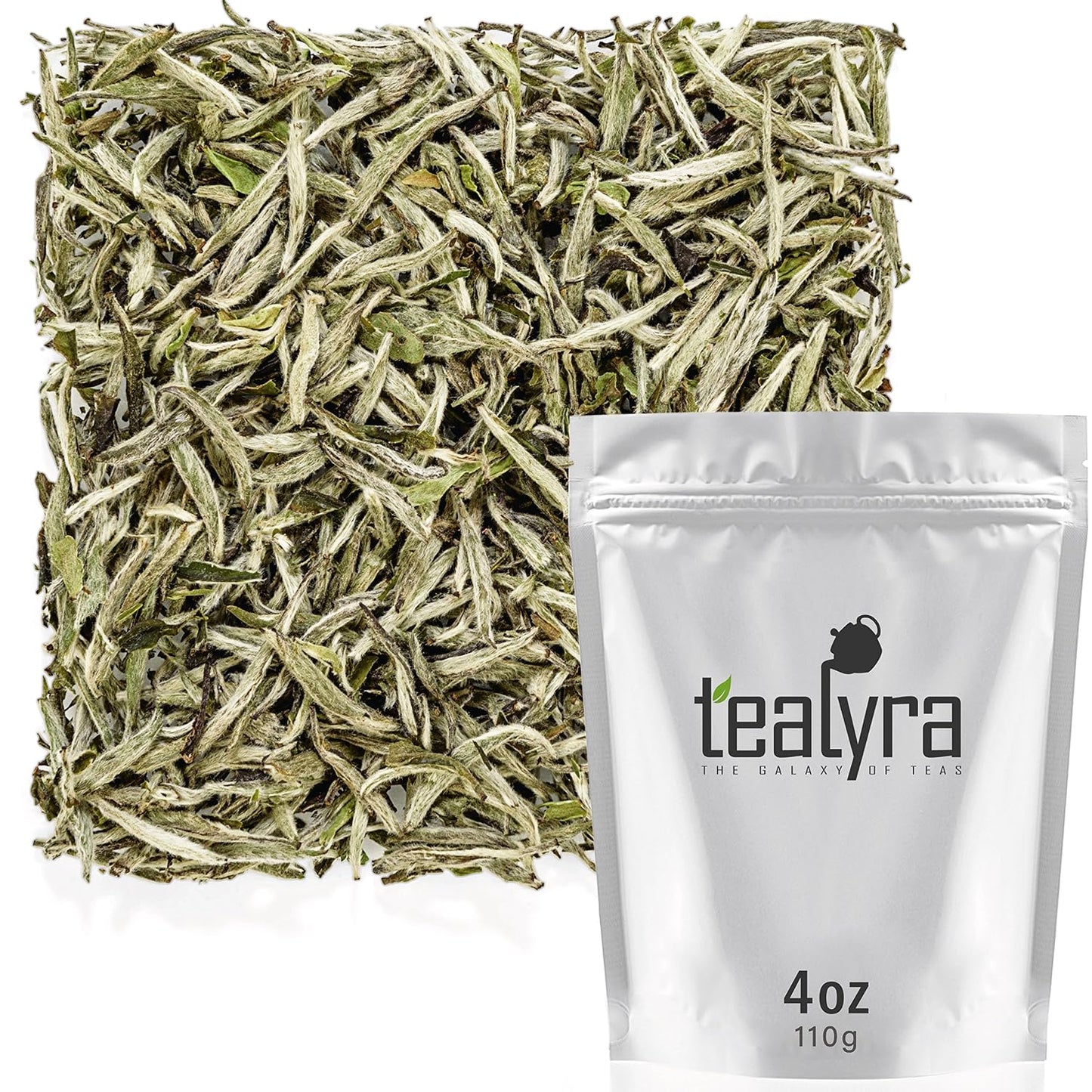 Tealyra - Premium White Silver Needle Loose Leaf Tea - Bai Hao Yinzhen - Fujian China - Superior Chinese Silver Tips - Caffeine Low - 110g (4-ounce)